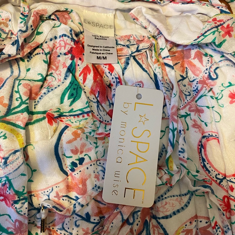 L*SPACE Floral Drawstring Ruffle Romper Cover-up - Picture 6 of 6